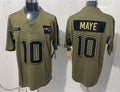 Mens New England Patriots #10 Drake Maye Nike 2025 Salute to Service Limited Jersey – Olive