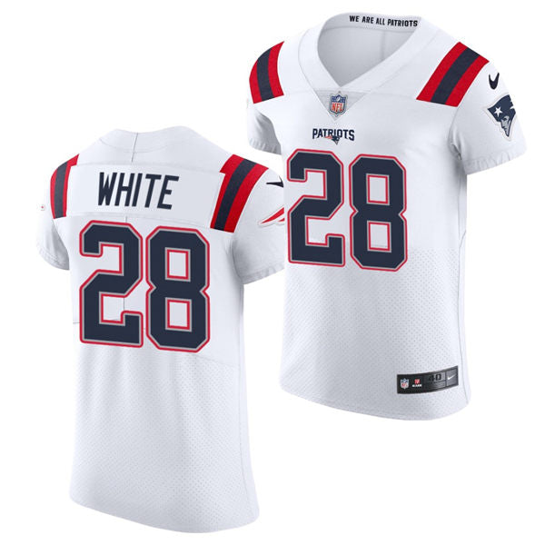 Men’s New England Patriots #28 James White Nike White Vapor Untouchable Limited Jersey