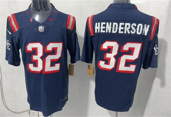 Mens New England Patriots #32 TreVeyon Henderson Navy Rivalries Replica F.U.S.E. Limited Jersey