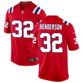 Mens New England Patriots #32 TreVeyon Henderson Nike Red Alternate Vapor Limited Jersey