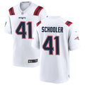 Mens New England Patriots #41 Brenden Schooler Nike White Vapor F.U.S.E. Limited Jersey