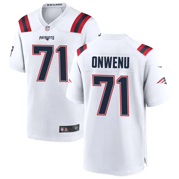 Mens New England Patriots #71 Mike Onwenu Nike White Vapor F.U.S.E. Limited Jersey