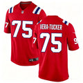 Mens New England Patriots #75 Alijah Vera-Tucker Nike Red Alternate Vapor F.U.S.E. Limited Jersey