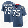 Mens New England Patriots #75 Alijah Vera-Tucker Storm Blue Rivalries Collection F.U.S.E. Limited Jersey