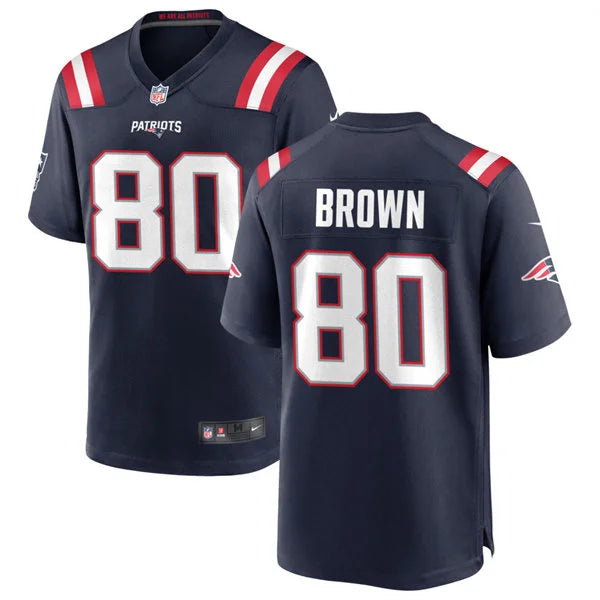 Men’s New England Patriots Retired Player #80 Troy Brown Nike Navy Vapor F.U.S.E. Limited Jersey