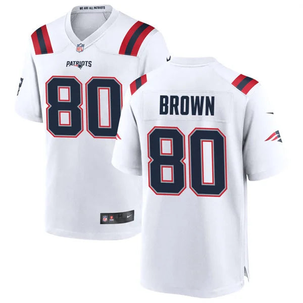 Men’s New England Patriots Retired Player #80 Troy Brown Nike White Vapor F.U.S.E. Limited Jersey