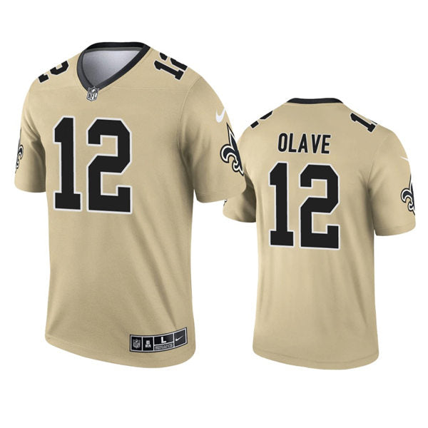 Men’s New Orleans Saints #12 Chris Olave Gold Inverted Legend Jersey