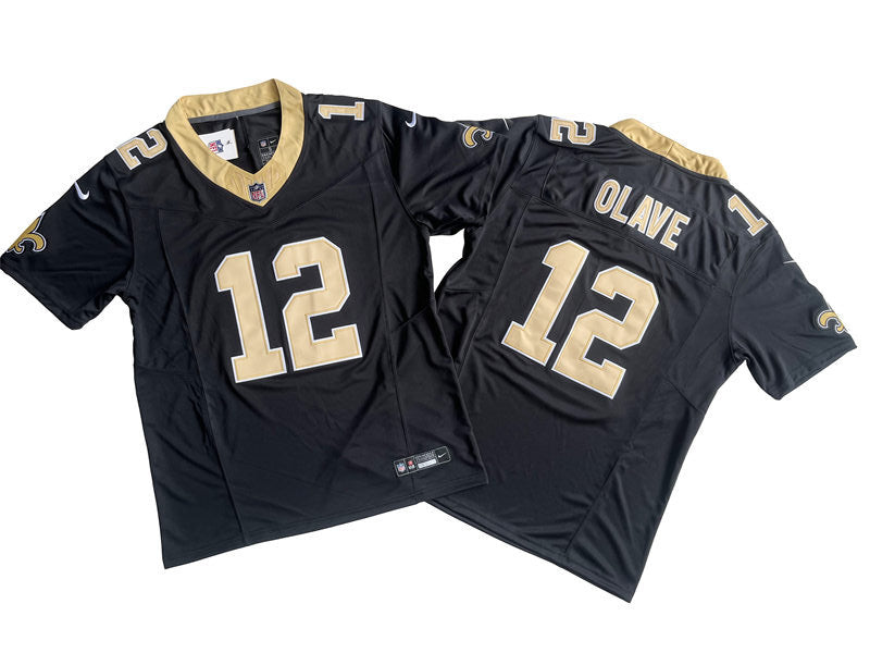 Men’s New Orleans Saints #12 Chris Olave Nike Black 2023 F.U.S.E. Vapor Limited Jersey