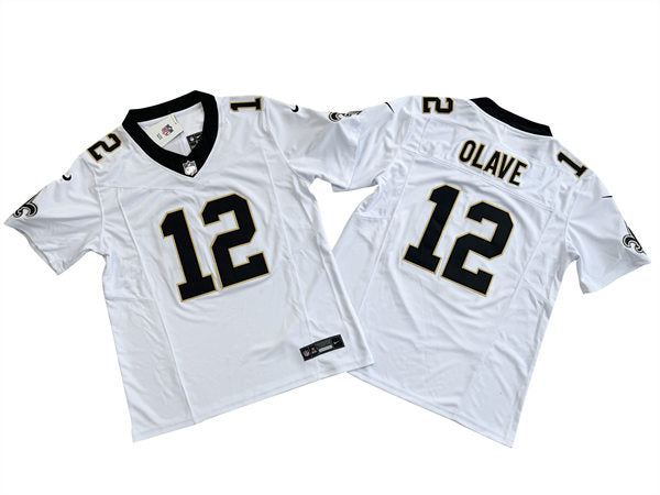 Men’s New Orleans Saints #12 Chris Olave Nike White 2023 F.U.S.E. Vapor Limited Jersey