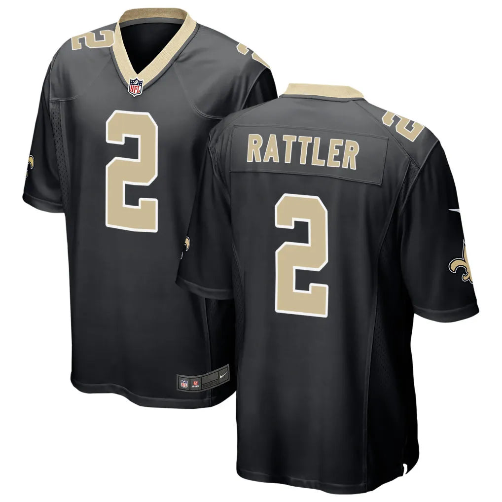 Mens New Orleans Saints #2 Spencer Rattler Nike Black Vapor F.U.S.E Limited Jersey