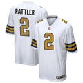 Mens New Orleans Saints #2 Spencer Rattler Nike White Gold Alternate F.U.S.E Limited Jersey