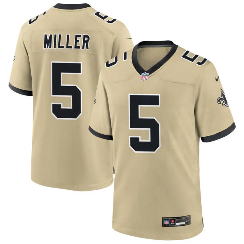 Men’s New Orleans Saints #5 Kendre Miller Nike Gold Gameday Golds Alternate F.U.S.E. Limited Jersey