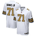 Mens New Orleans Saints #71 Kelvin Banks Jr. Nike White Gold Alternate F.U.S.E Limited Jersey