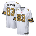 Mens New Orleans Saints #83 Juwan Johnson Nike White Gold Alternate F.U.S.E Limited Jersey