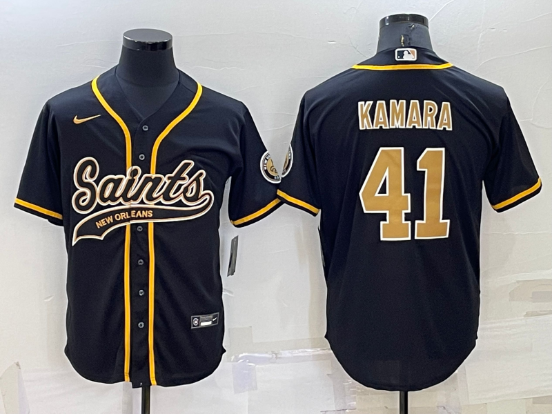 Men’s New Orleans Saints Alvin Kamara #41 Black Jersey Joint Edition