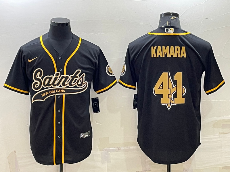 Men’s New Orleans Saints Alvin Kamara #41 Black Jersey Joint Edition