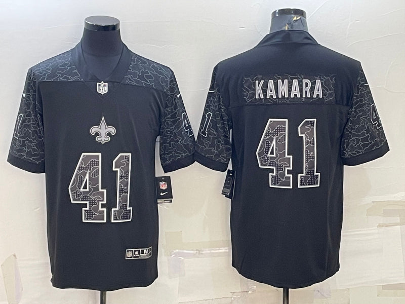 Men’s New Orleans Saints Alvin Kamara #41 Black RFLCTV Limited Jersey