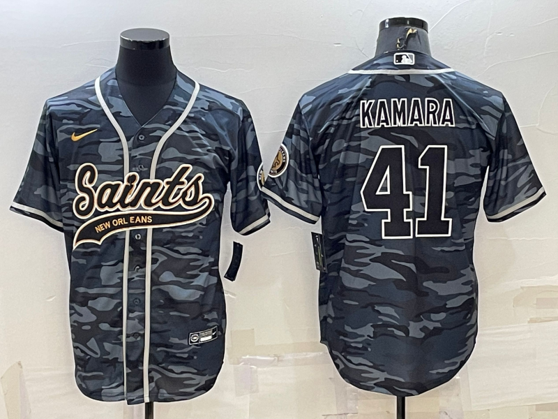 Men’s New Orleans Saints Alvin Kamara #41 Grey Camouflage Jersey Joint Edition