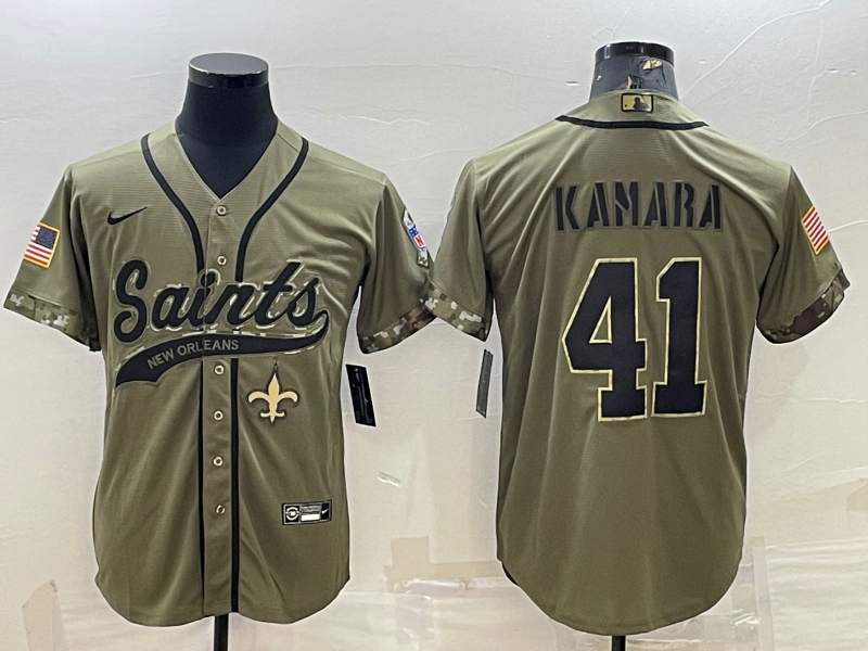 Men’s New Orleans Saints Alvin Kamara #41 Olive 2022 Salute To Service Retired Limited Jersey Joint Edition