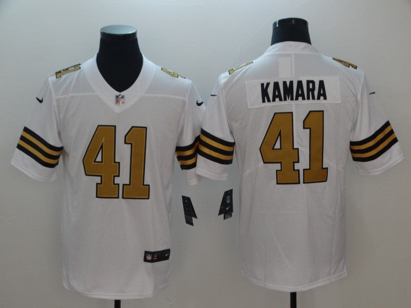 Men’s New Orleans Saints Alvin Kamara #41 White Alternate Jersey
