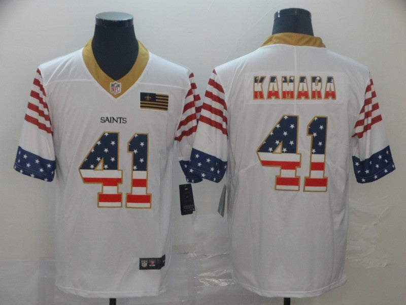 Men’s New Orleans Saints Alvin Kamara #41 White Authentic Jersey