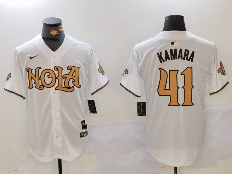 Men’s New Orleans Saints Alvin Kamara #41 White Jersey