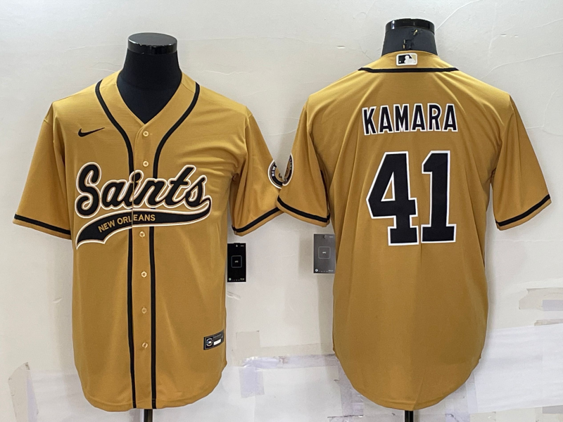 Men’s New Orleans Saints Alvin Kamara #41 Yellow Jersey Joint Edition