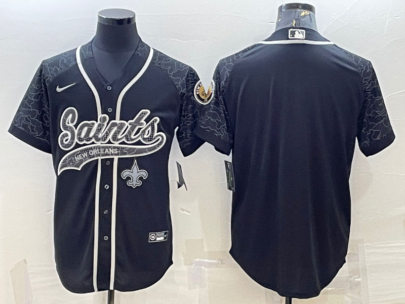 Men’s New Orleans Saints Black RFLCTV Limited Blank Jersey
