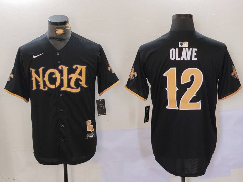 Men’s New Orleans Saints Chris Olave #12 Black Jersey