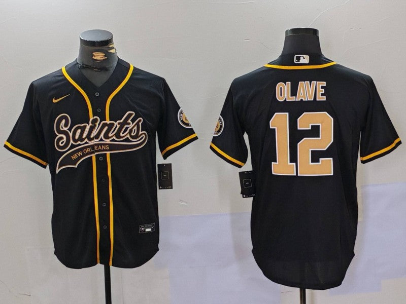 Men’s New Orleans Saints Chris Olave #12 Black Jersey