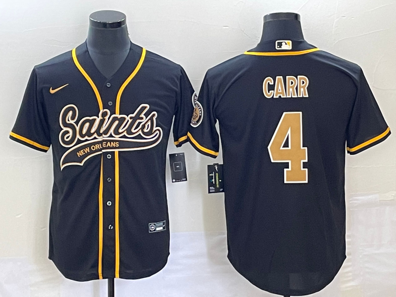Men’s New Orleans Saints Derek Carr #4 Black Jersey Joint Edition