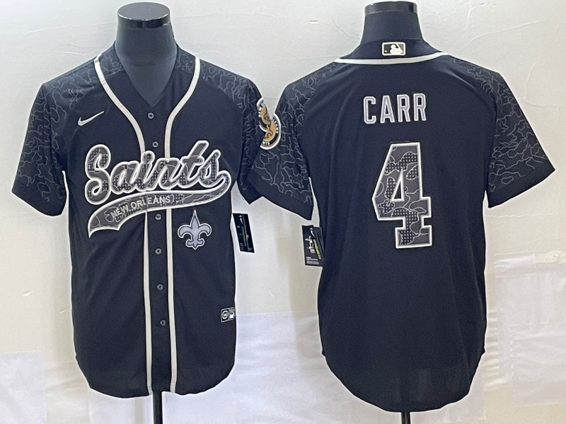 Men’s New Orleans Saints Derek Carr #4 Black RFLCTV Limited Jersey Joint Edition