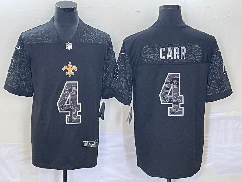 Men’s New Orleans Saints Derek Carr #4 Black RFLCTV Limited Jersey