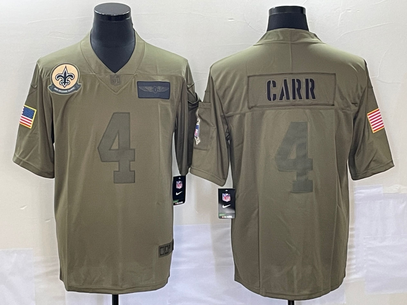 Men’s New Orleans Saints Derek Carr #4 Brown Jersey