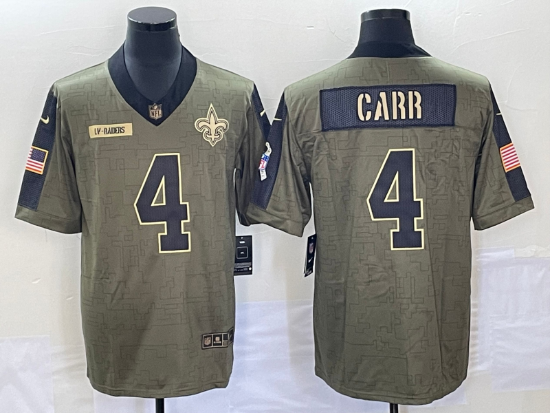 Men’s New Orleans Saints Derek Carr #4 Brown Jersey
