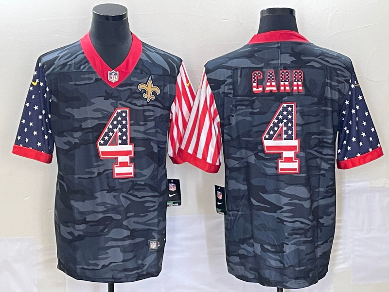 Men’s New Orleans Saints Derek Carr #4 Grey Camouflage Jersey