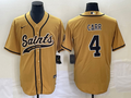 Men’s New Orleans Saints Derek Carr #4 Yellow Jersey Joint Edition