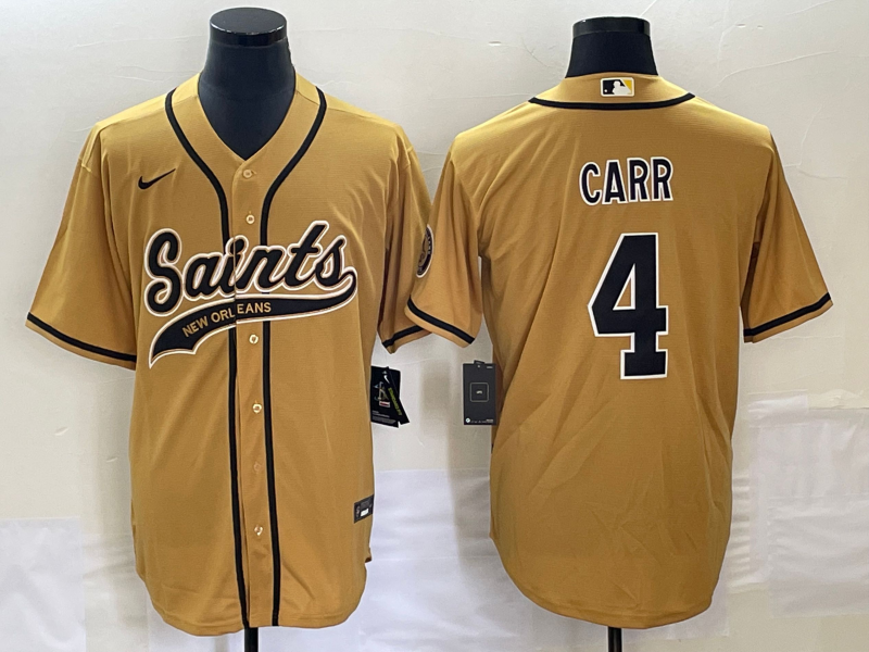 Men’s New Orleans Saints Derek Carr #4 Yellow Jersey Joint Edition