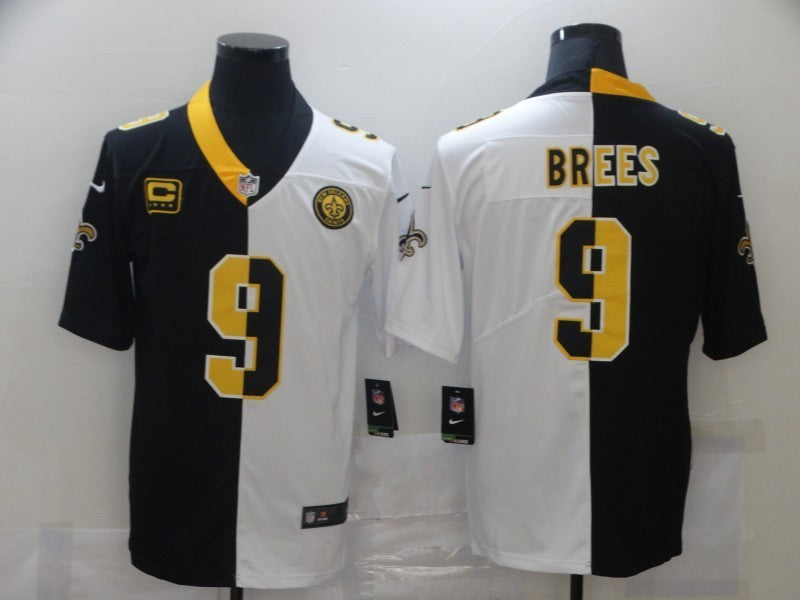 Men’s New Orleans Saints Drew Brees #9 Black/White Jersey