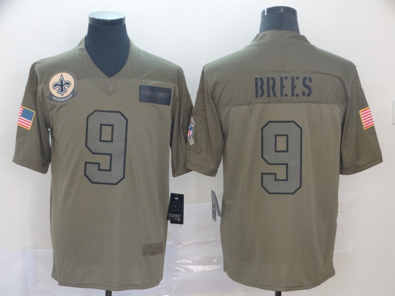 Men’s New Orleans Saints Drew Brees #9 Brown Alternate Jersey