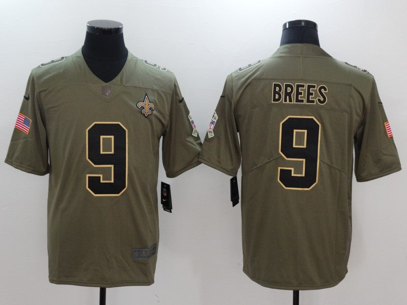 Men’s New Orleans Saints Drew Brees #9 Brown Jersey