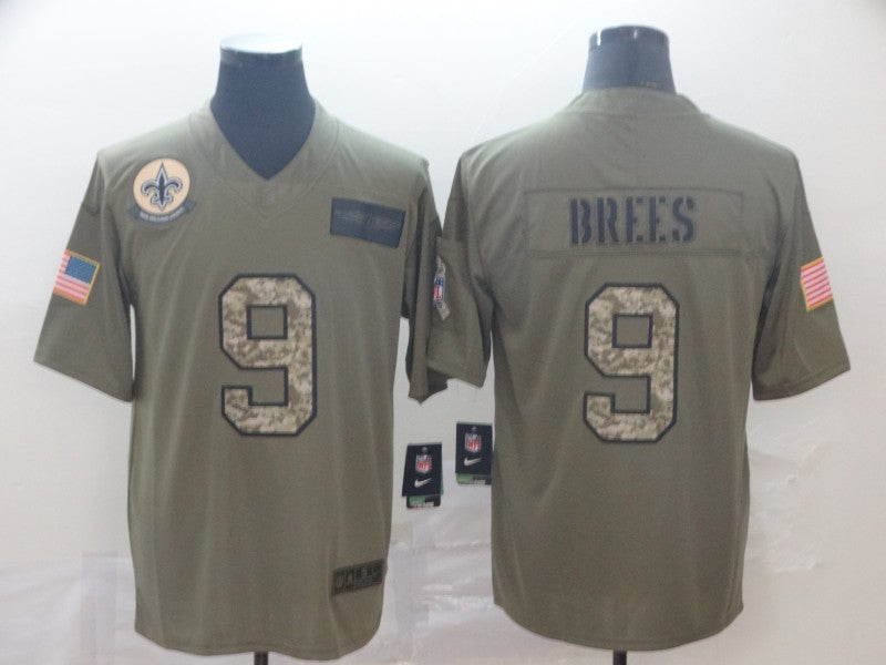 Men’s New Orleans Saints Drew Brees #9 Brown Jersey