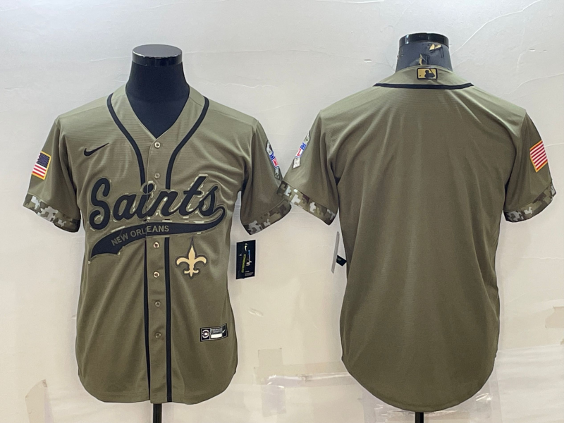 Men’s New Orleans Saints Olive 2022 Salute To Service Retired Limited Blank Jersey