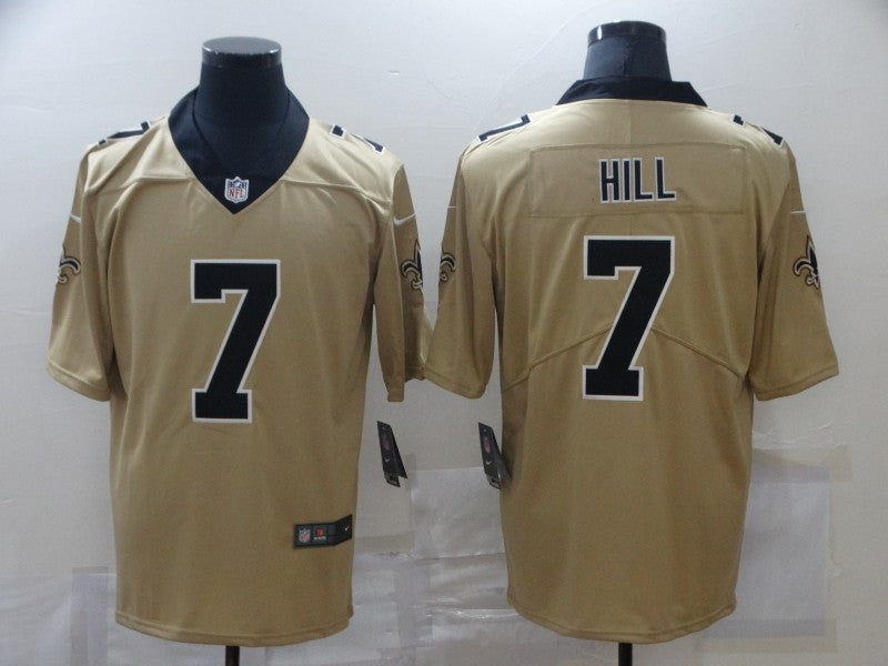 Men’s New Orleans Saints Taysom Hill #7 Gold Inverted Jersey