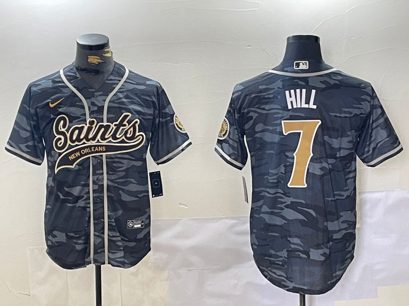 Men’s New Orleans Saints Taysom Hill #7 Grey Camouflage Jersey