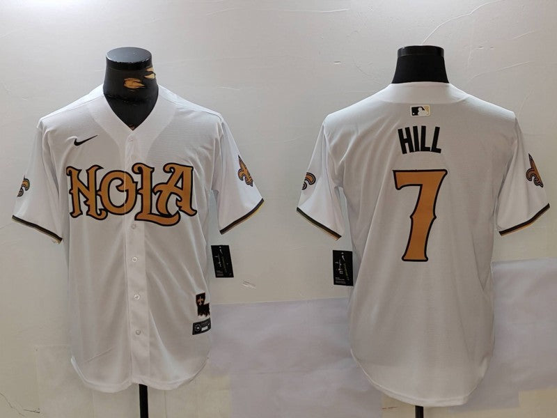 Men’s New Orleans Saints Taysom Hill #7 White Jersey