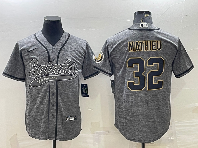 Men’s New Orleans Saints Tyrann Mathieu #32 Gray Jersey Joint Edition