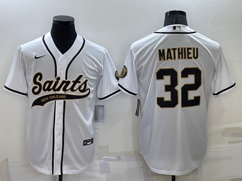 Men’s New Orleans Saints Tyrann Mathieu #32 White Jersey Joint Edition