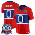 Men’s New York Giants #0 Brian Burns Century Red 100TH Season Commemorative Jersey