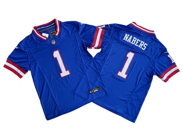 Men’s New York Giants #1 Malik Nabers Nike Royal Classic Limited Jersey